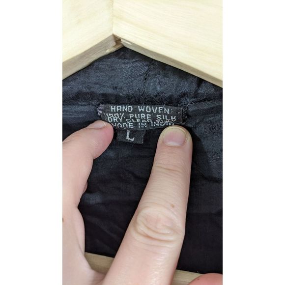 Oilslick rainbow Sequined Beaded long Silk Black Goddess Cardigan Jacket Vintage - Picture 3 of 16